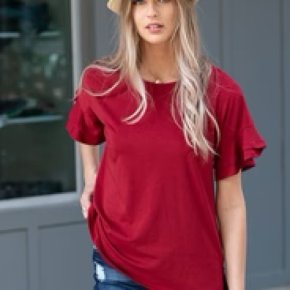 Grace and Lace Elegant Ruffle Sleeve Top